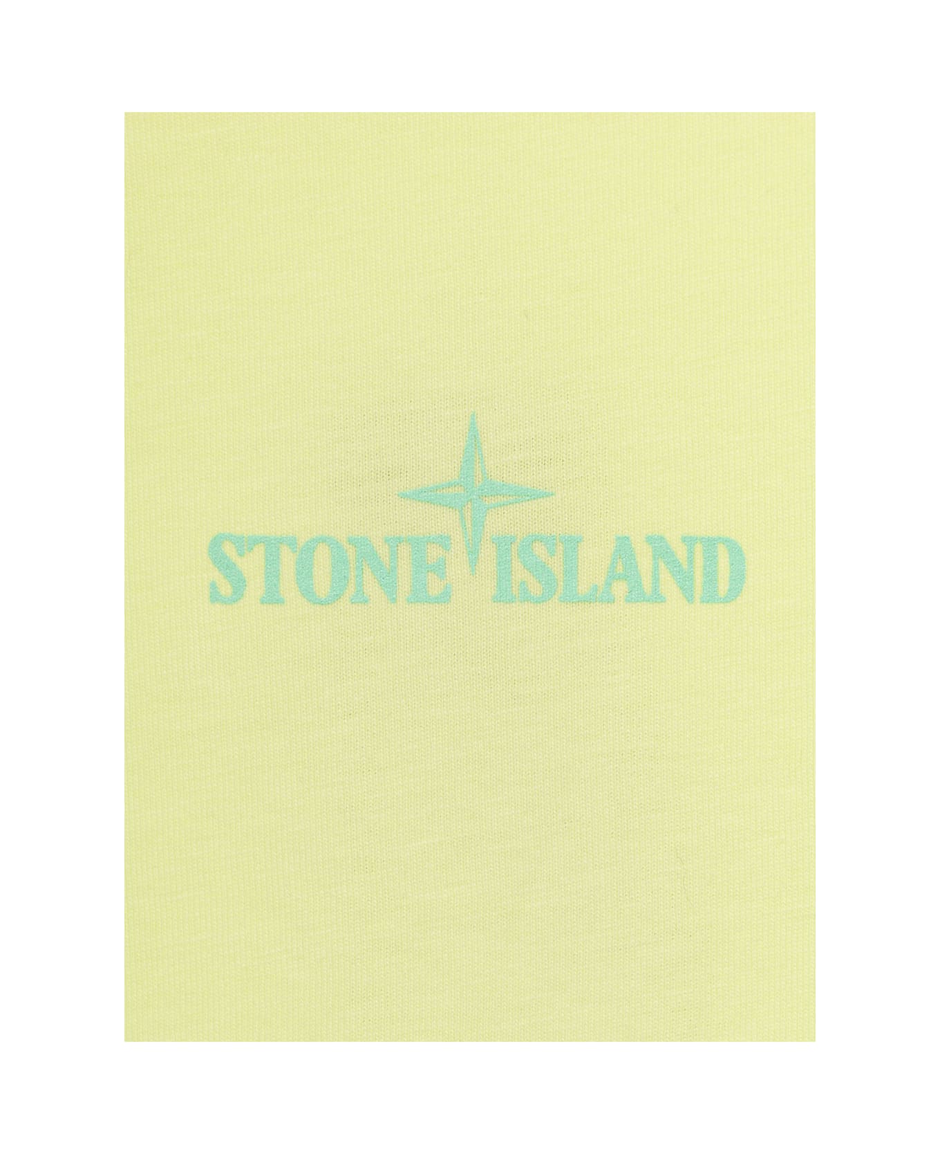 Stone Island Junior Crewneck T-shirt With Logo Print In Yellow Cotton Boy - Yellow