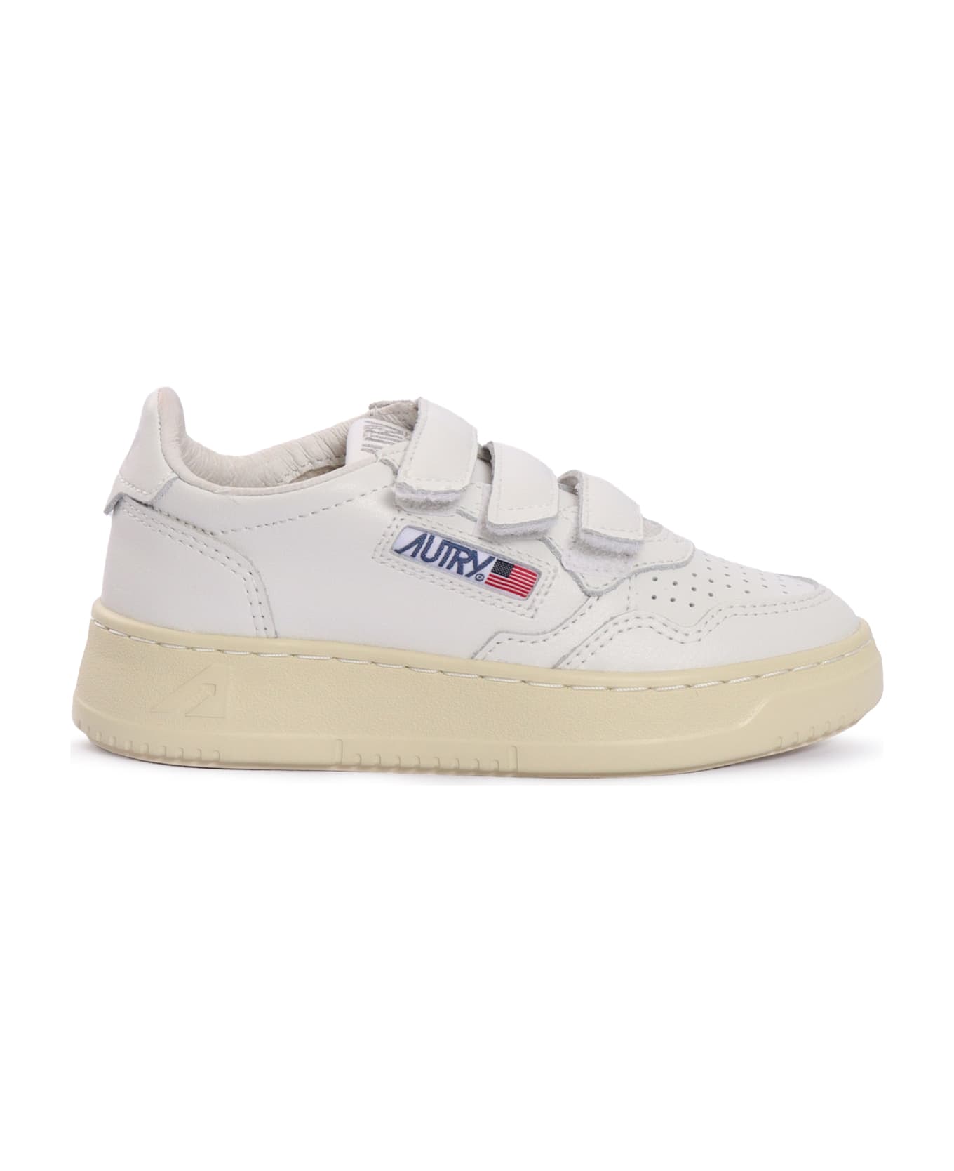 Autry Kidstripes Low Kid Leat/four Wht/wht Sneakers - WHITE