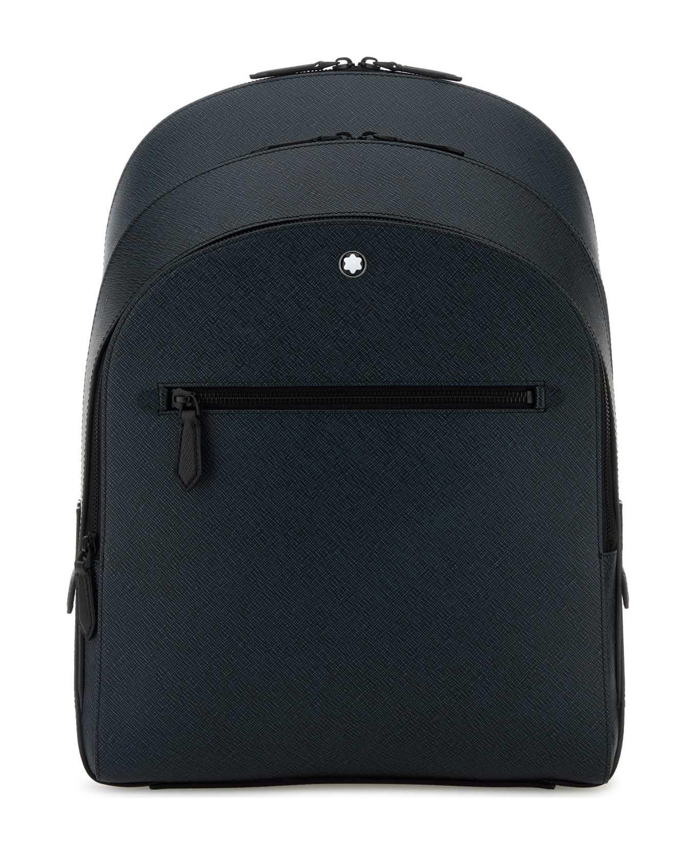 Montblanc Blue Leather Medium Backpack - 000