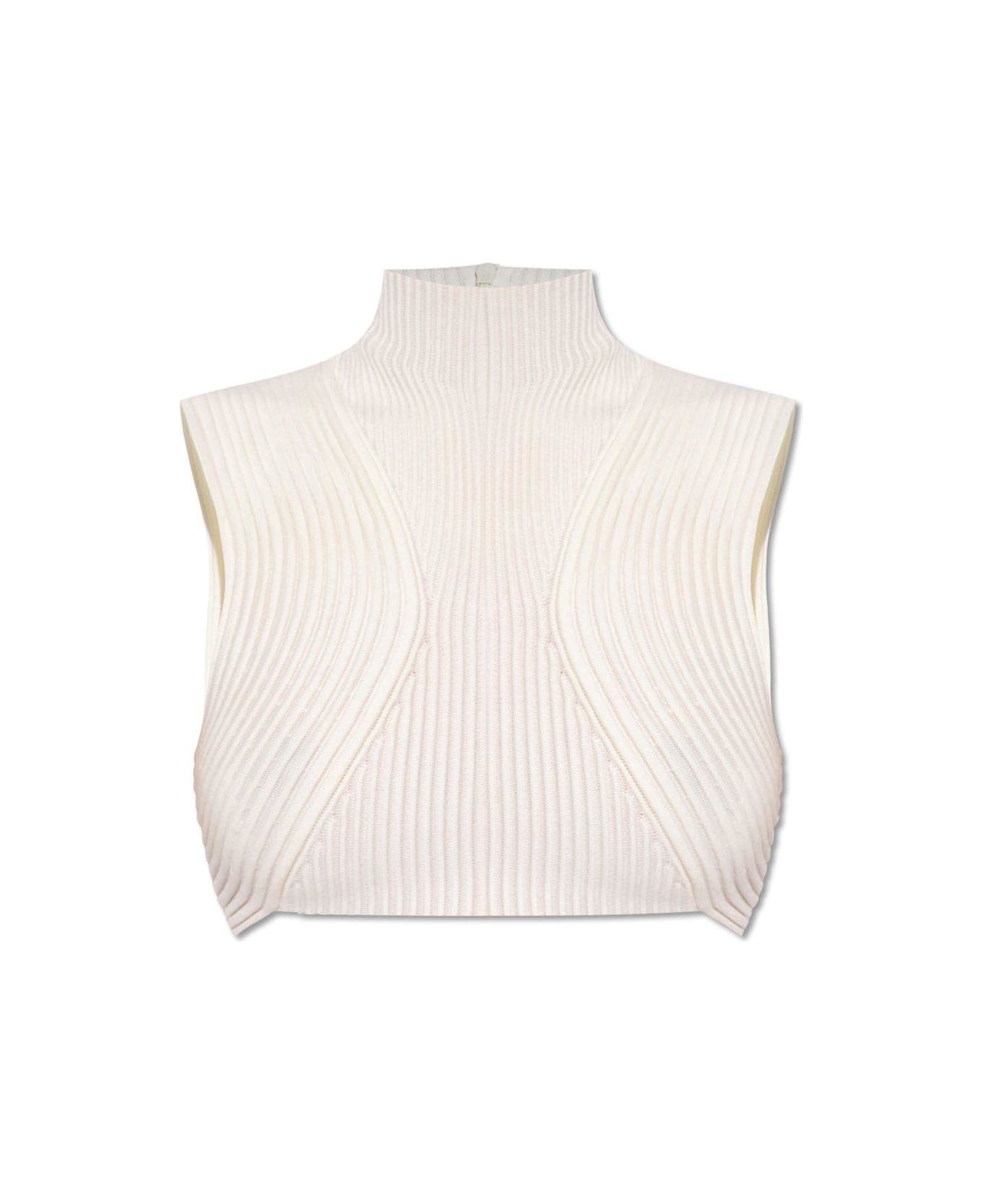 Chloé High-neck Ribbed Cropped Top - Iconic milk
