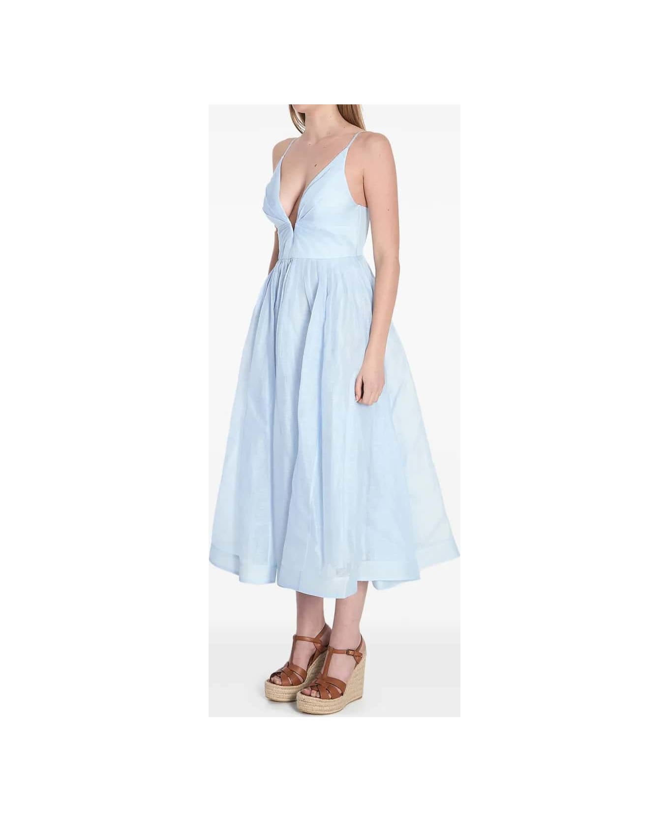 Zimmermann V Neck Midi Dress - Clear Blue