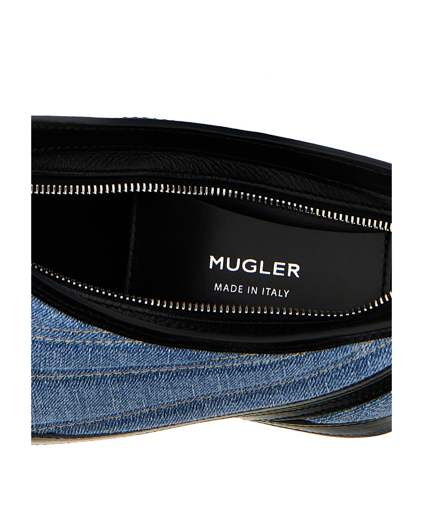 Mugler 'small Denim Spiral Curve 01' Shoulder Bag - Multicolor