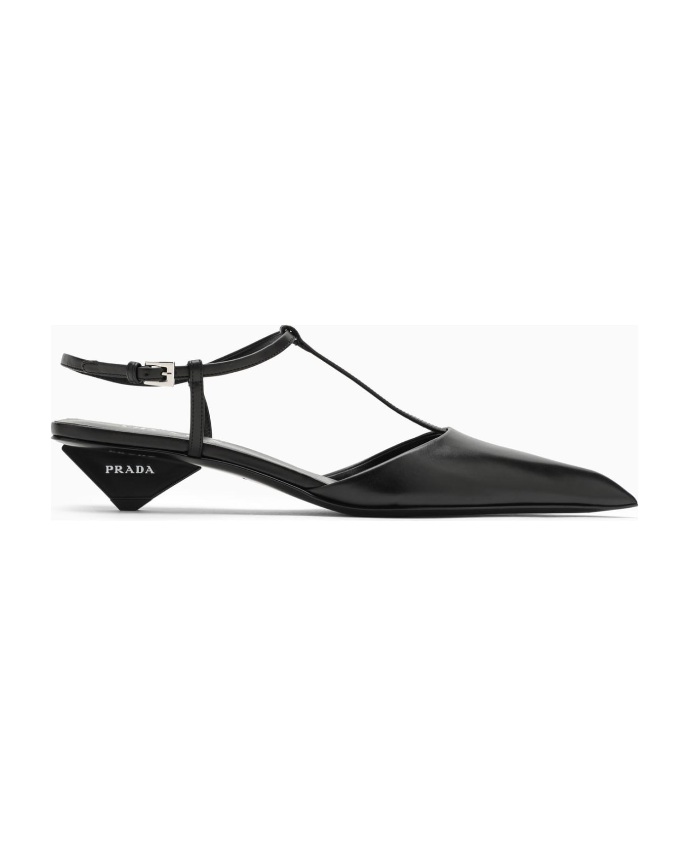 Prada Black Leather Slingback D\u00e9collet\u00e9 - Nero フラットシューズ