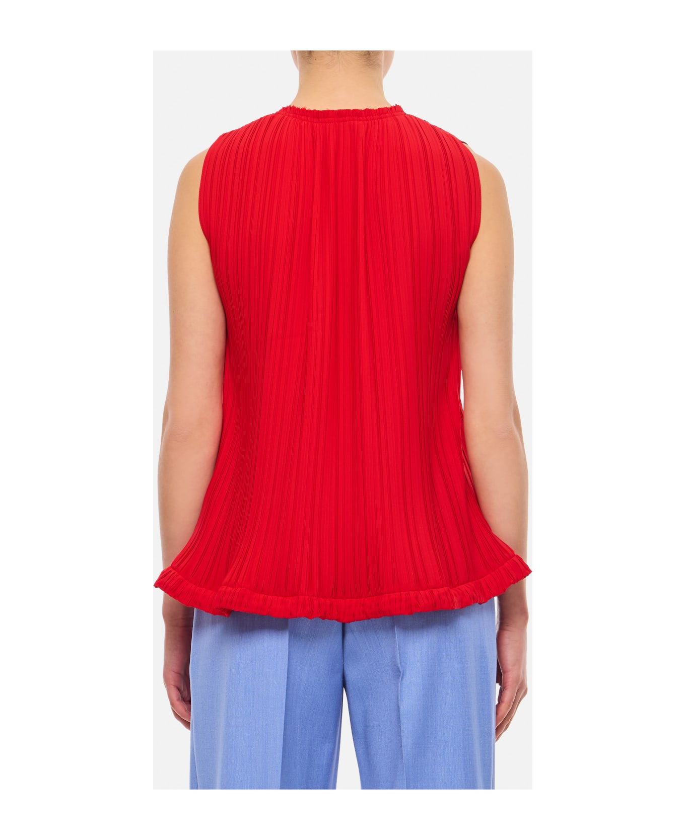 Lanvin Sleeveless Pleated Top - Red