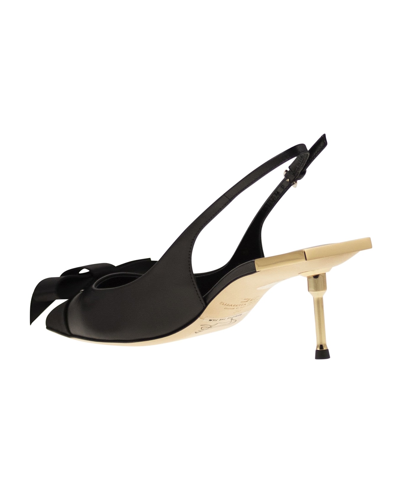 Elisabetta Franchi Nappa Leather Slingback With Satin Bow - Black