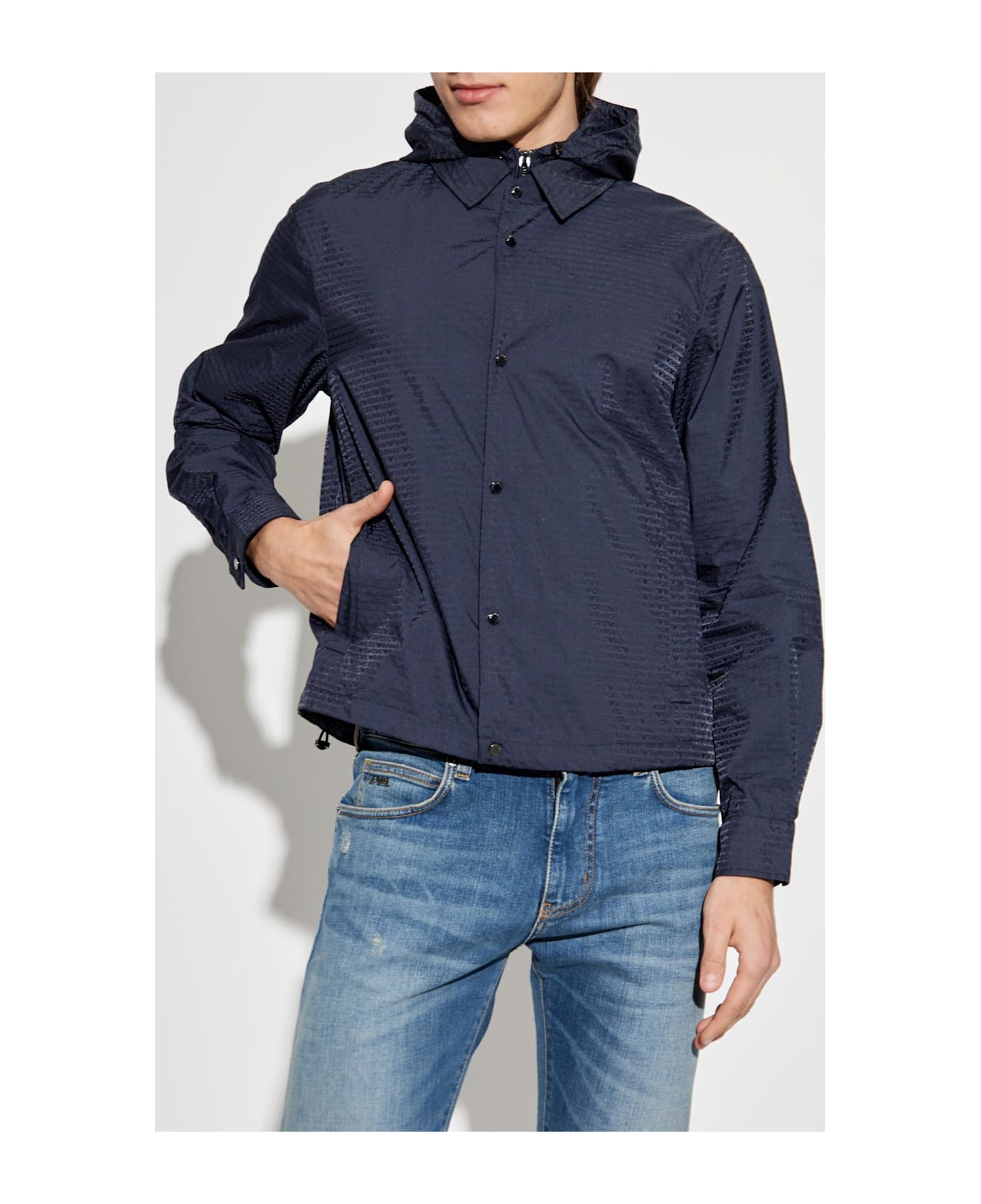 Emporio Armani Jacket With Detachable Hood - Blue