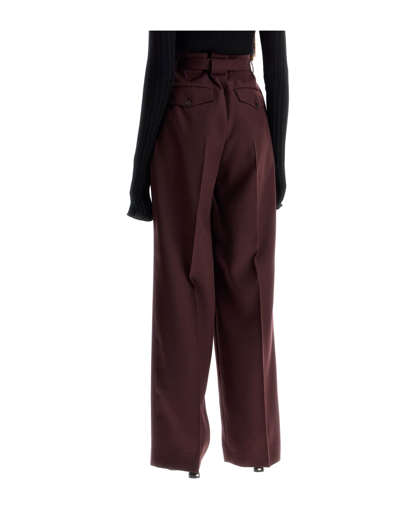 Lanvin Wide-leg Pants With Belt - BORDEAUX (Red)