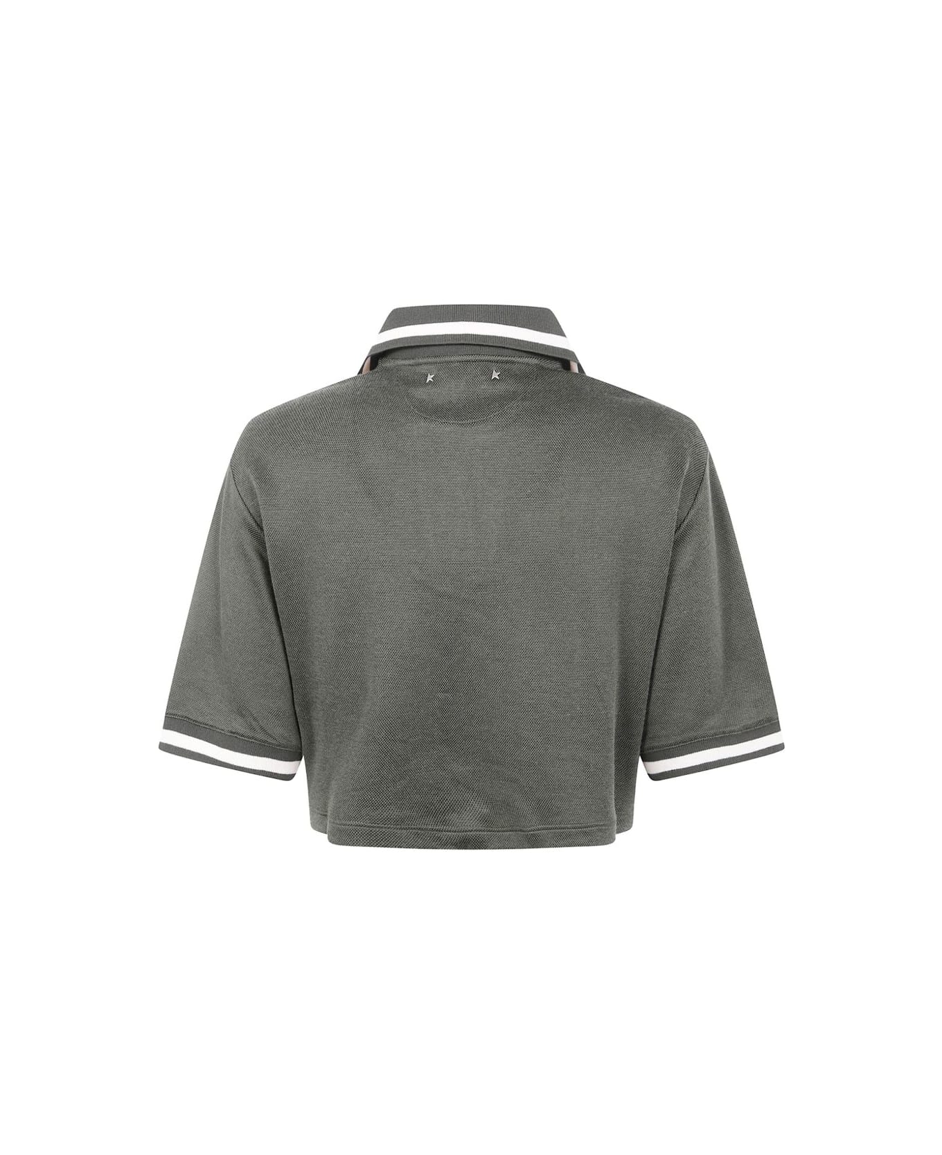 Golden Goose Cotton Cropped Polo Shirt - Green