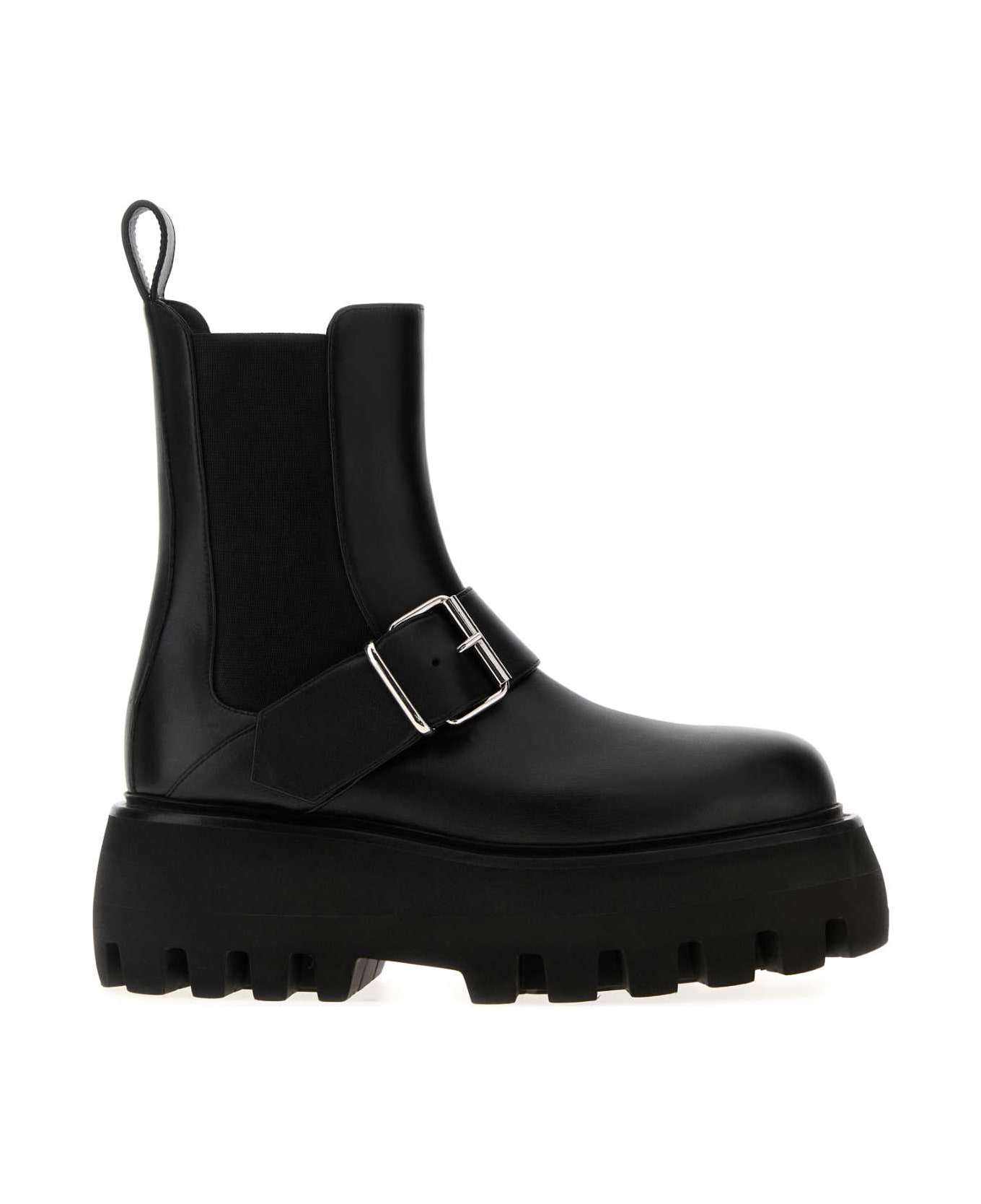 Alexander McQueen Black Leather Sofa Ankle Boots - Black