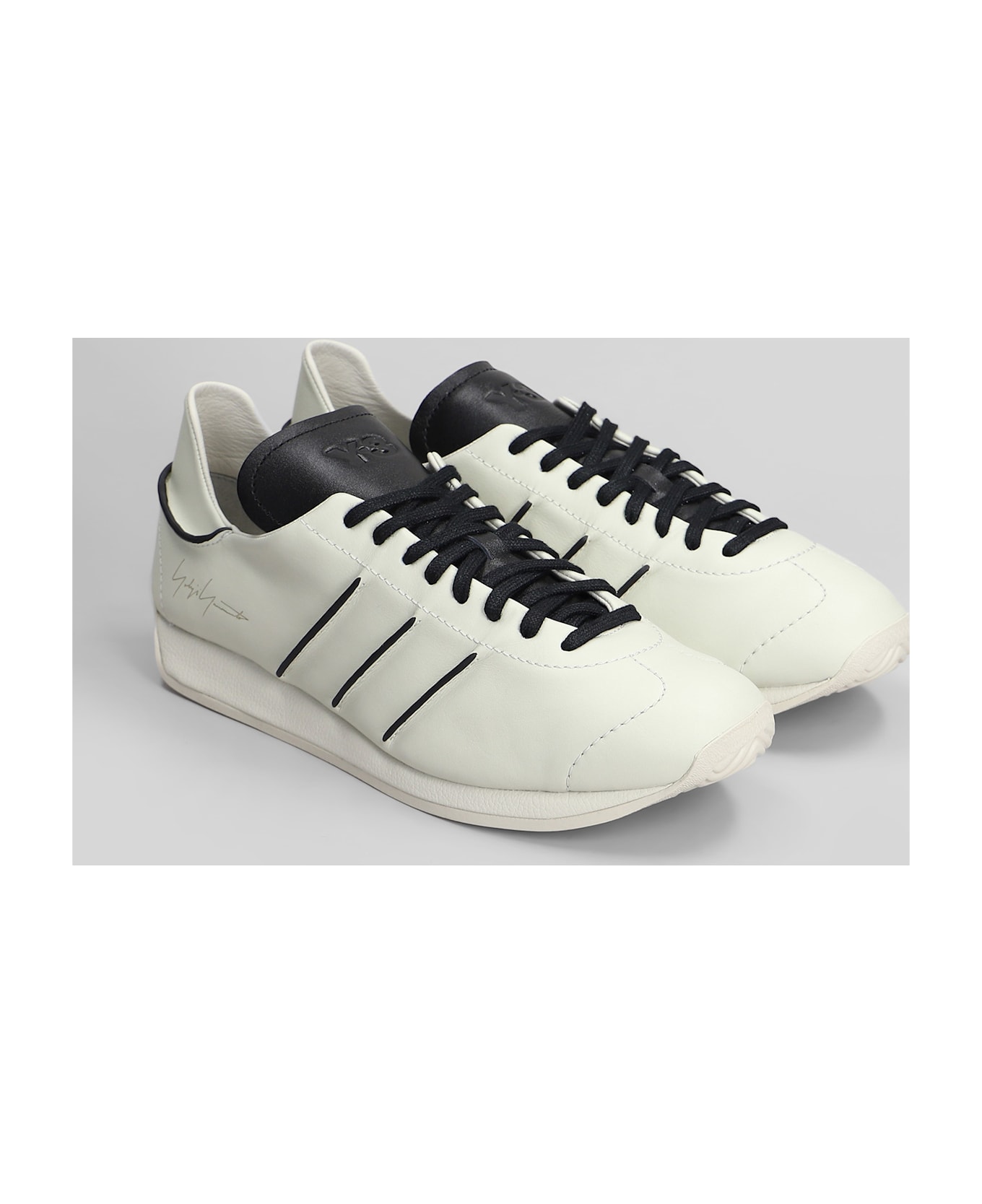 Y-3 Country Sneakers In Beige Leather - beige