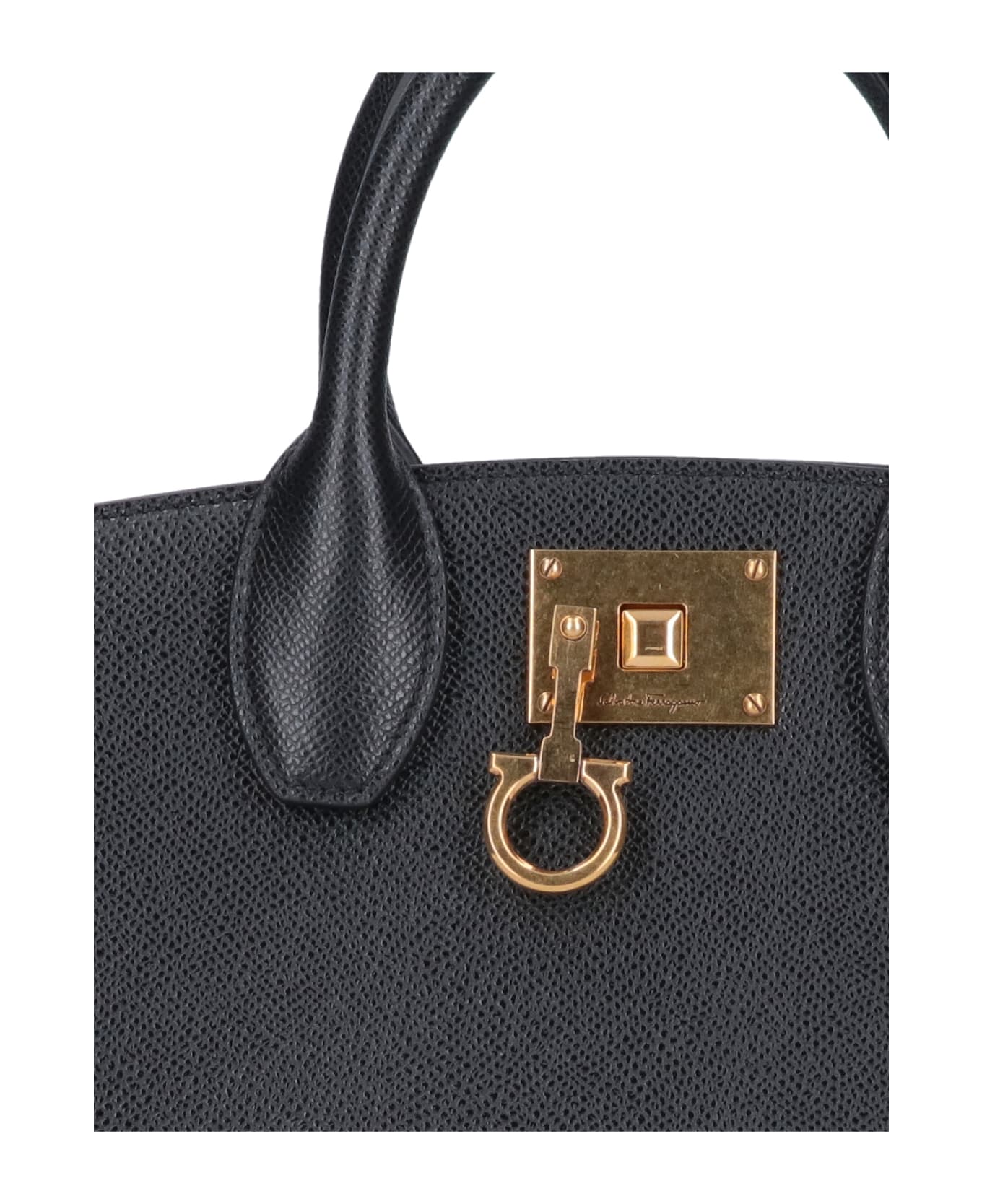 Ferragamo 'studio Box' Top Handle Bag - Black  