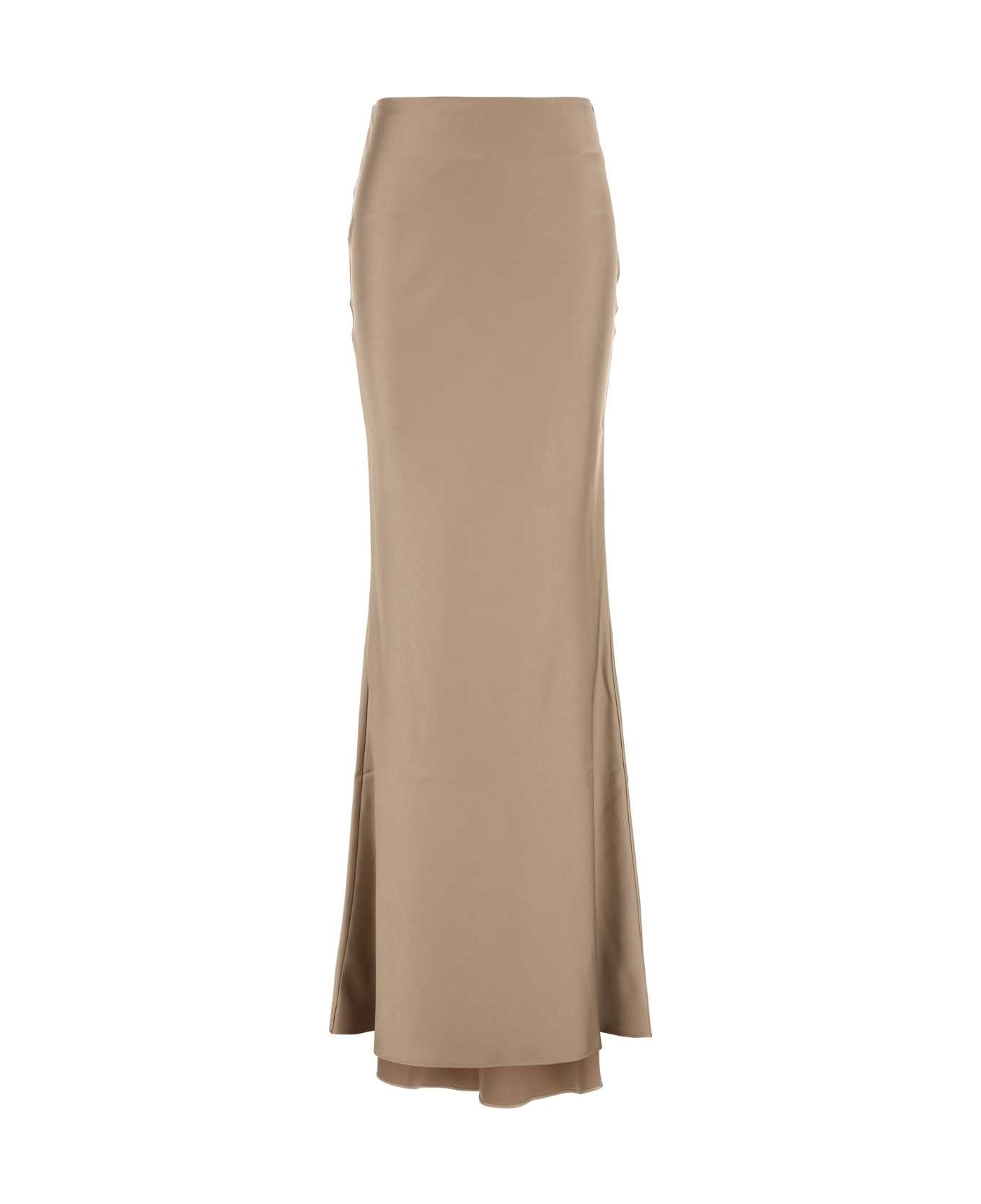 The Andamane Beige Satin Skirt - GREIGE