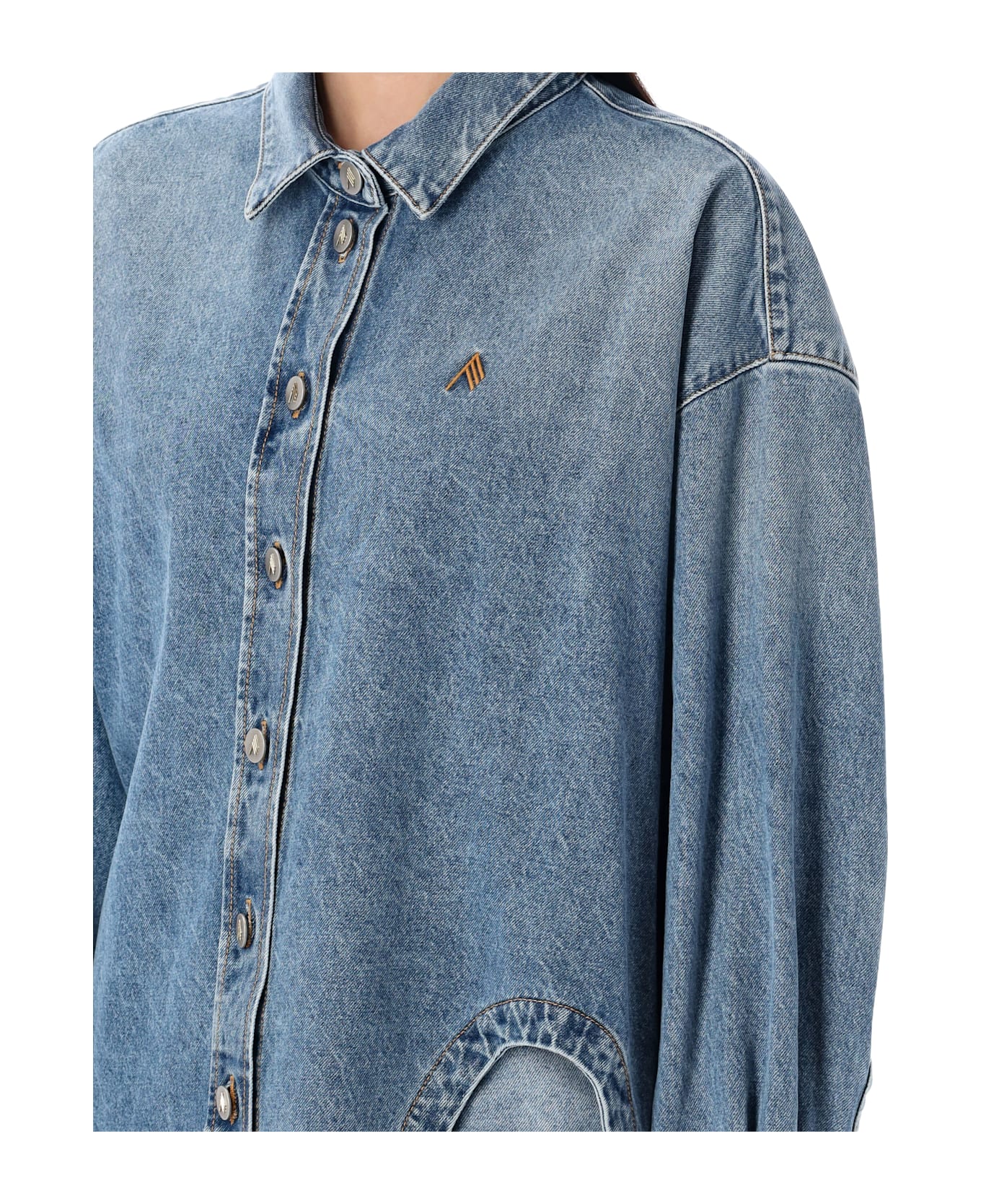 The Attico Diana Denim Shirt - SKY BLUE