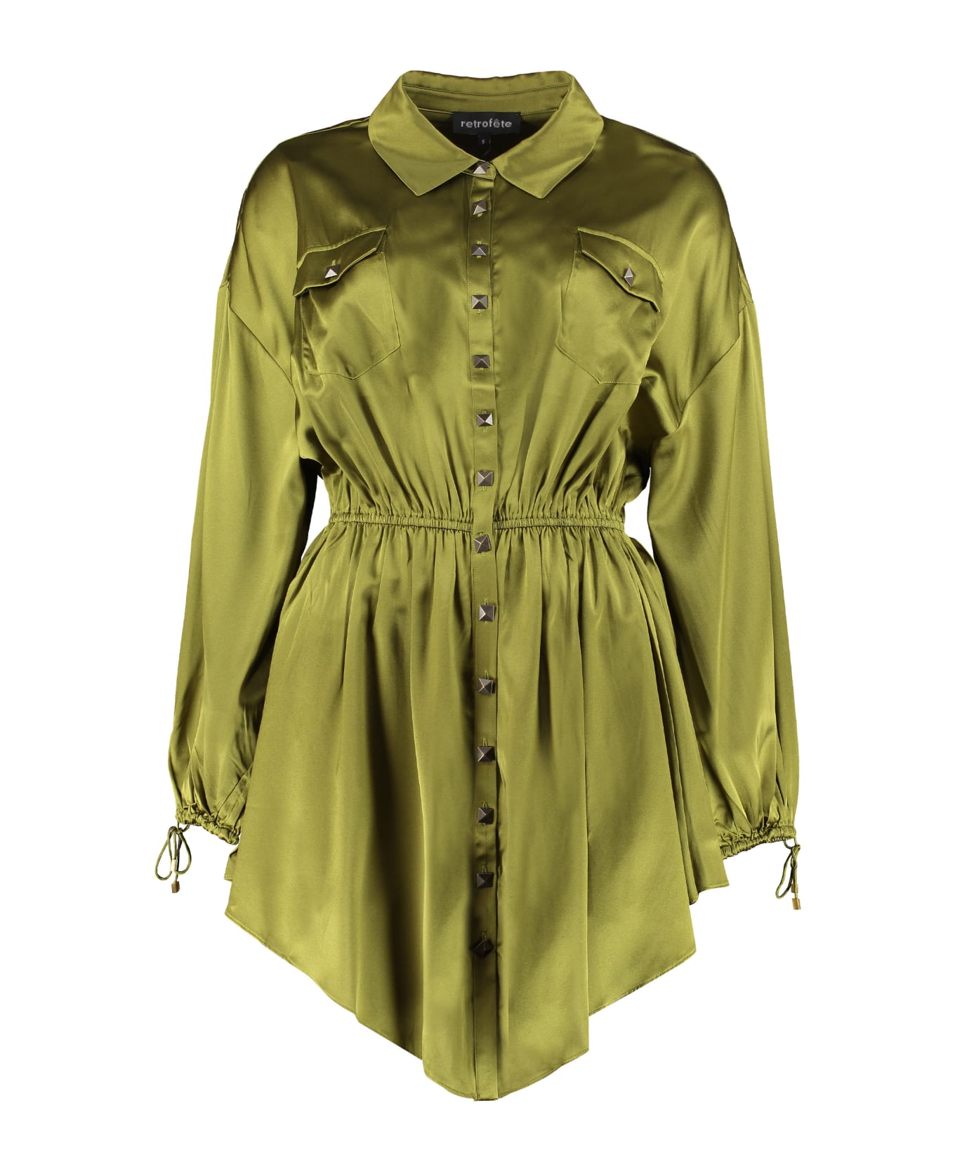 retrofete Silk Shirtdress - green