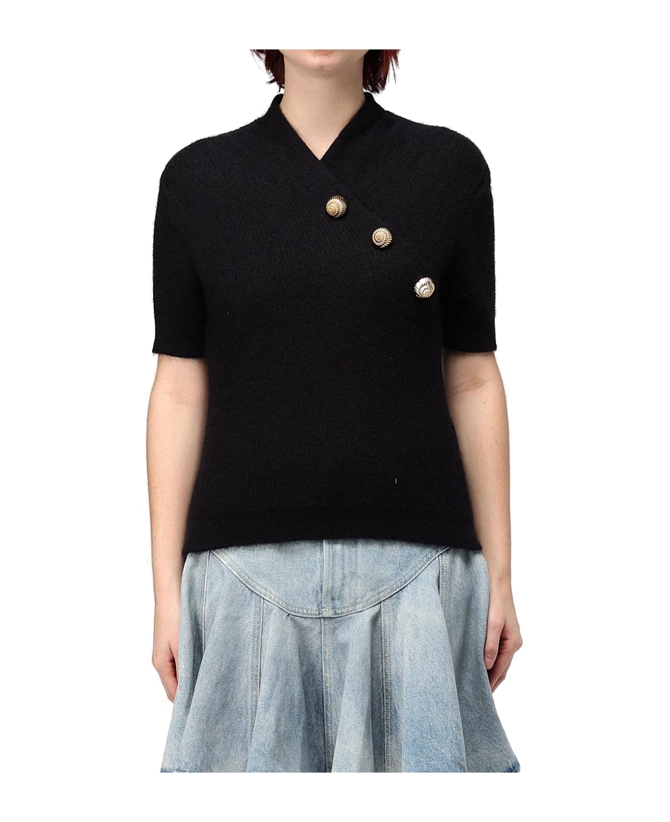 Balmain Wool Blend Top - Black
