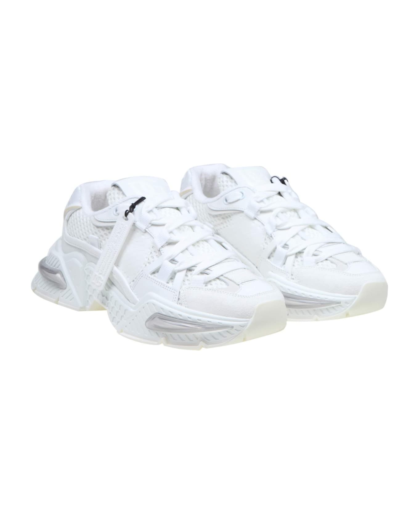 Dolce & Gabbana Airmaster Sneakers In Mesh And Suede - WHITE