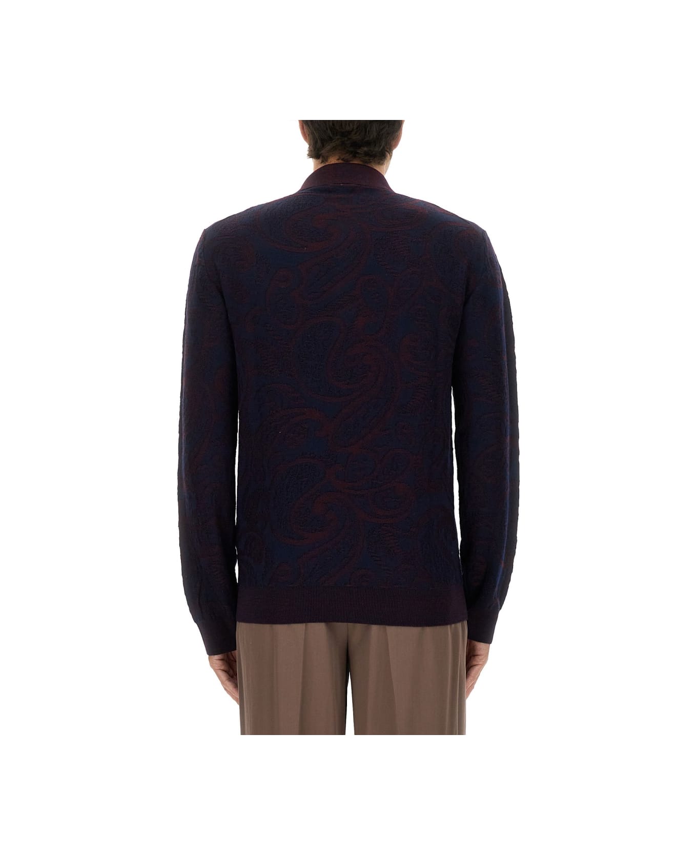 Etro Long-sleeved Polo Shirt - BLUE