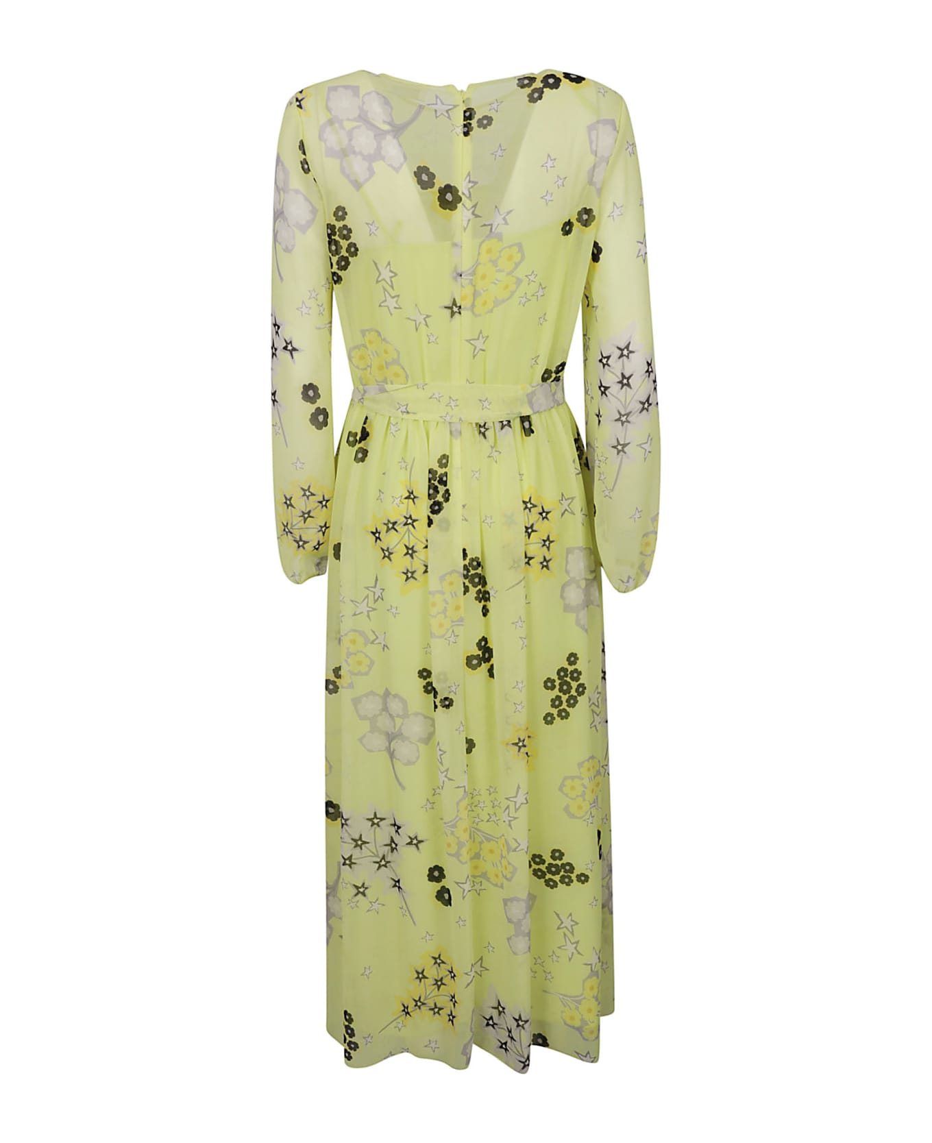 RED Valentino Star 
Floral Print Tie-waist Dress - Pale Lemon