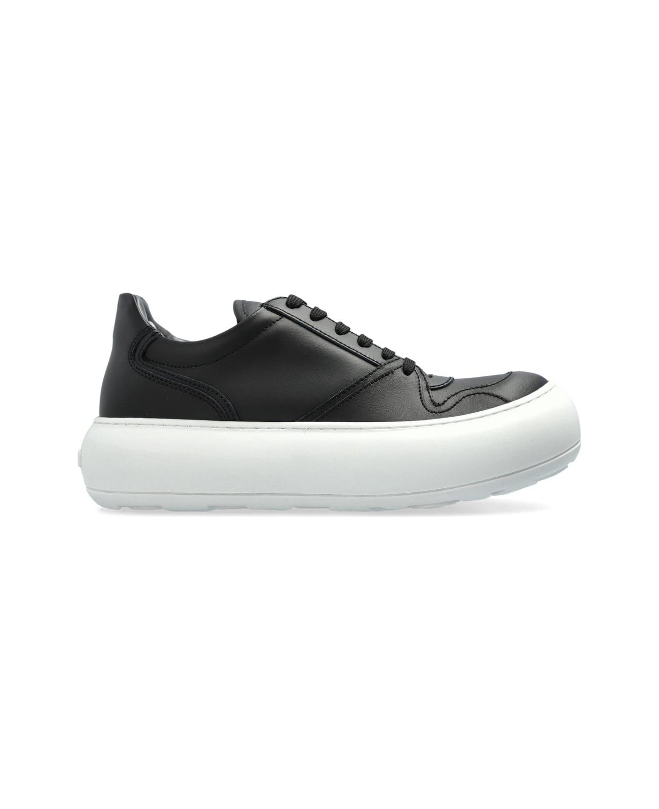 Moschino Round Toe Lace-up Sneakers - BLACK
