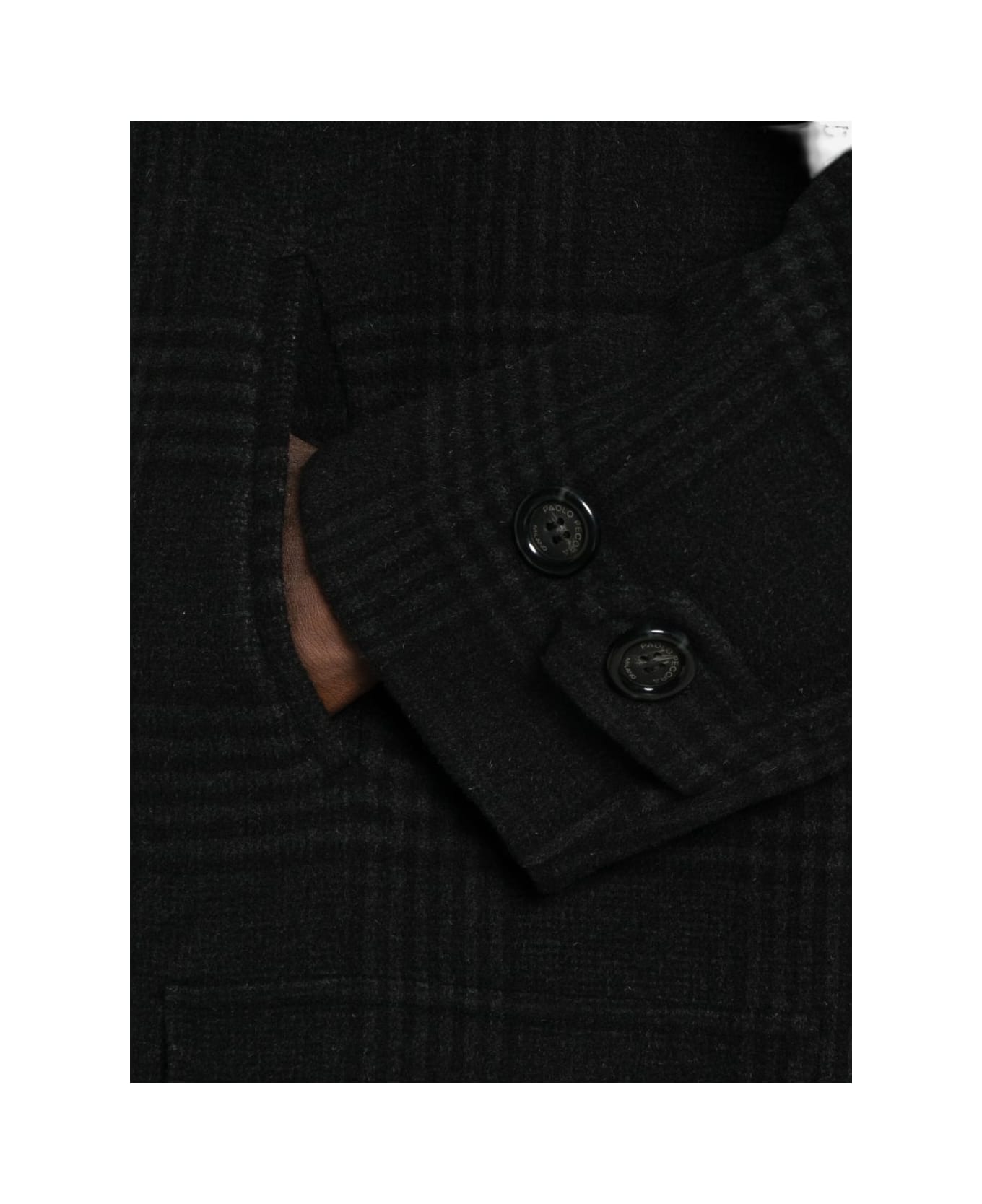 Paolo Pecora Checked Double-breasted Coat - Black