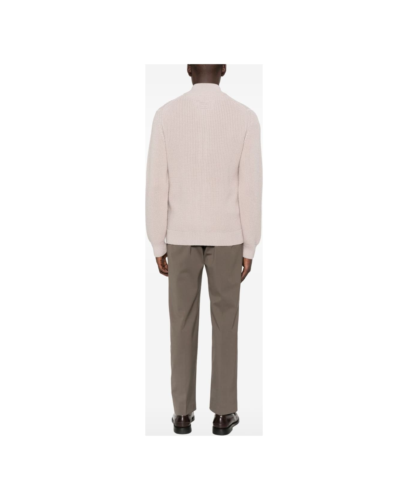 Drumohr Oyster-colored Ribbed Sweater - Beige