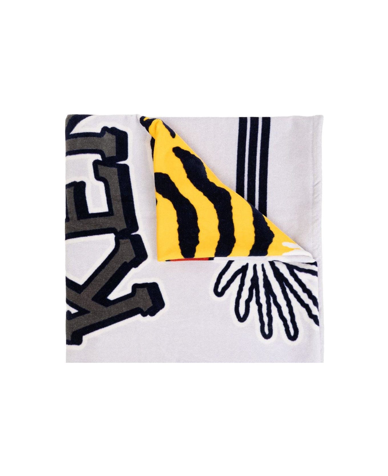 Kenzo Logo Printed Beach Towel - Gris perle