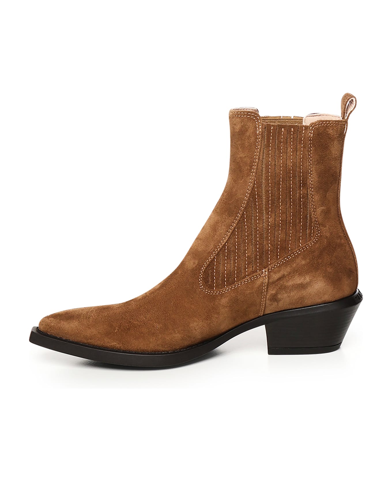 Pinko Suede Ankle Cowboy Boots - Brown