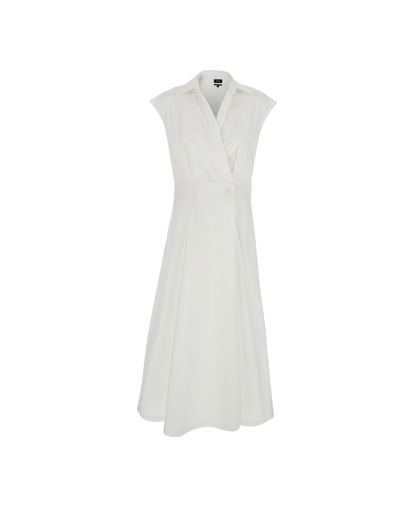 A.P.C. 
athena
 White Sleeveless V-neck Dress In Cotton Woman - White