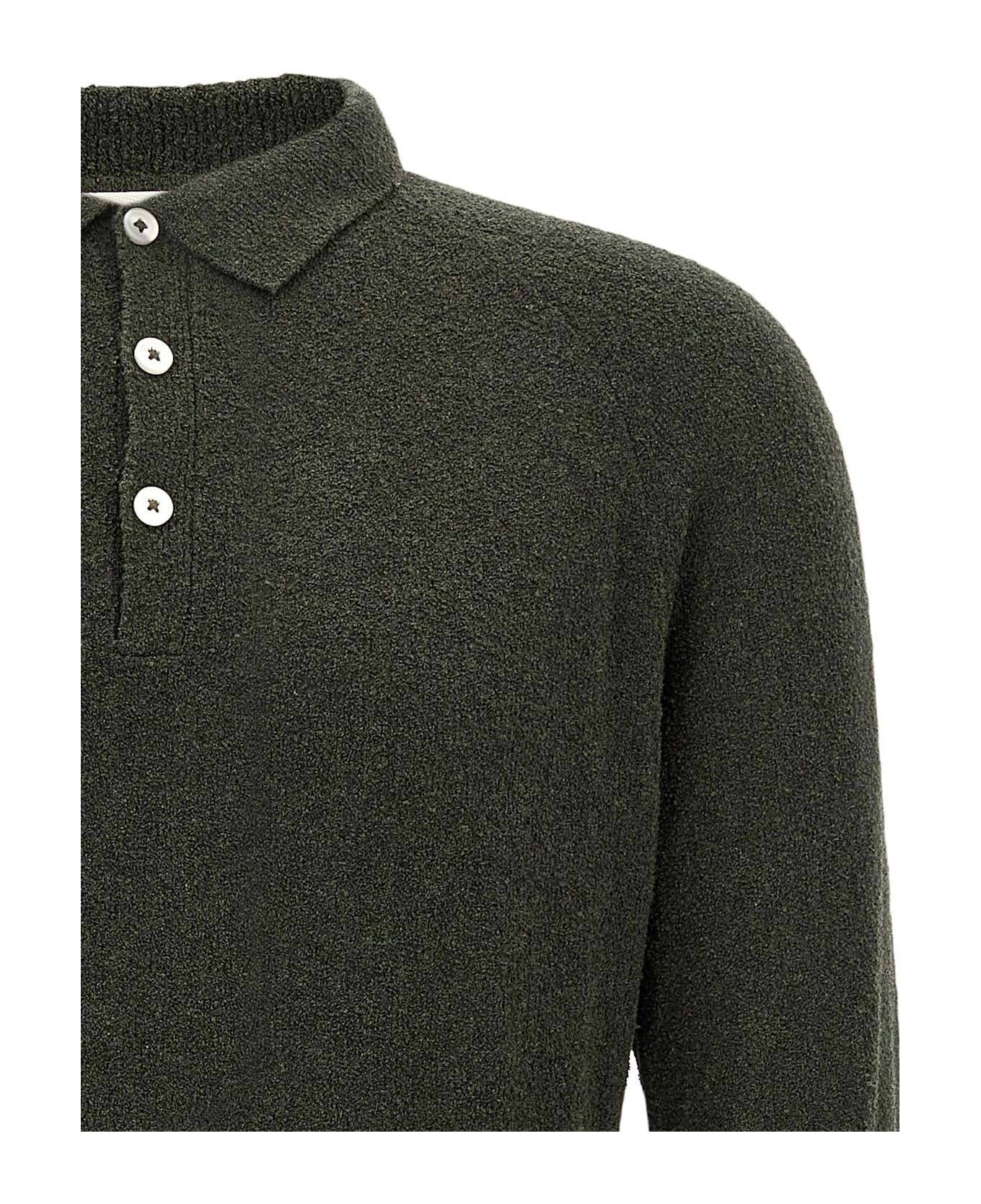 Ma
ry
ya Bouclé Cotton Polo Shirt - Green