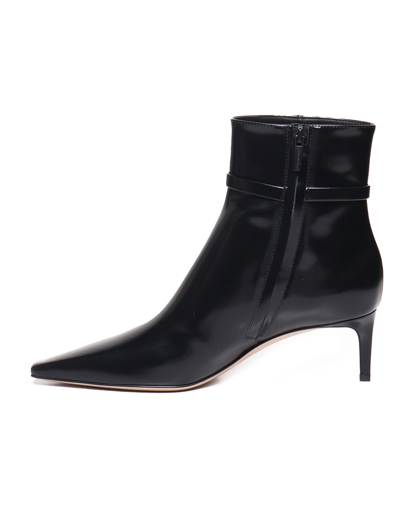 Gianvito Rossi Shiny Leather Ankle Boot - Black