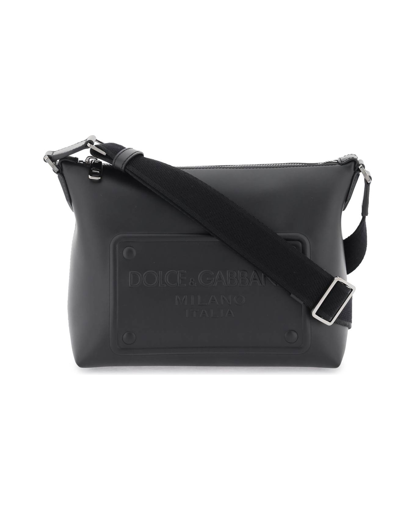 Dolce & Gabbana Leather Crossbody Bag With Debossed Logo - NERO (Black) ショルダーバッグ