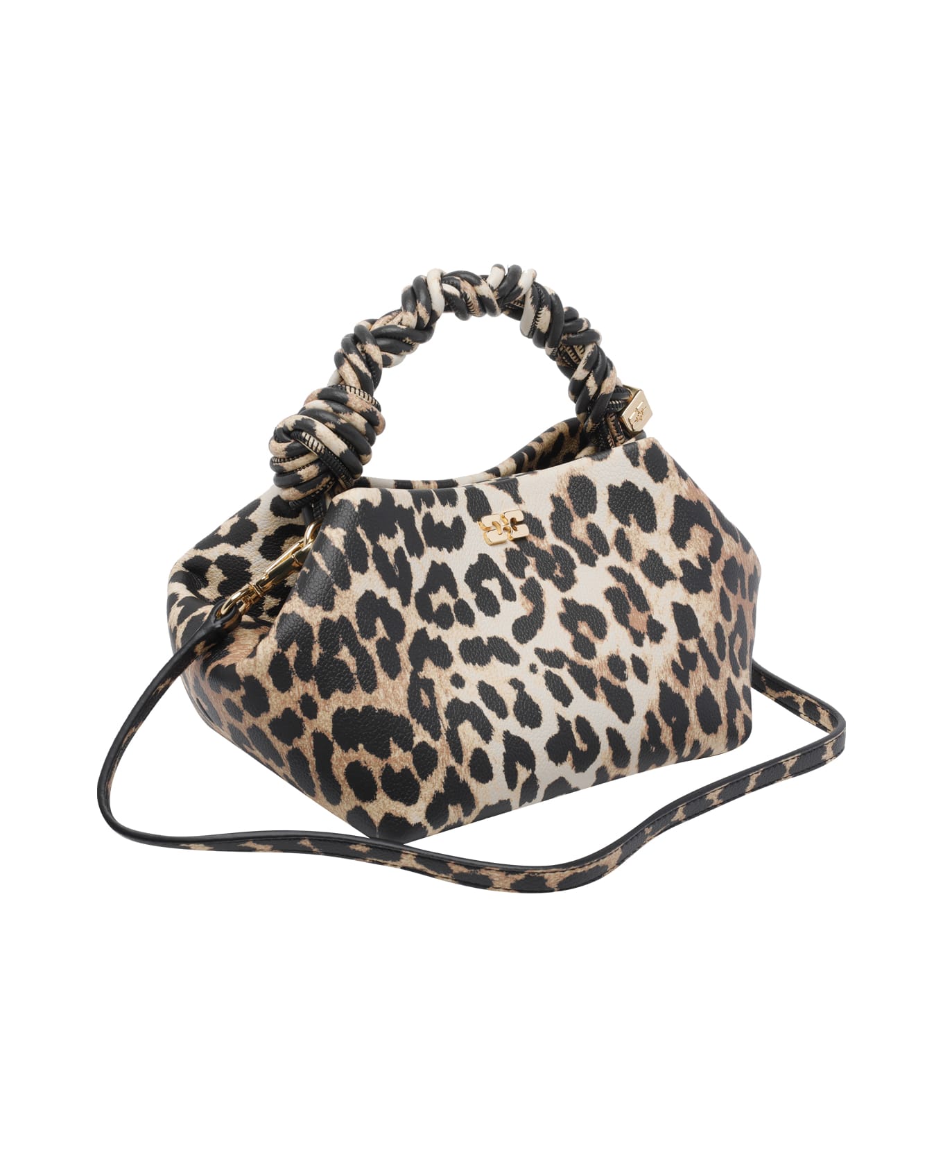 Ganni Small Leopard Bou Handbag - Brown