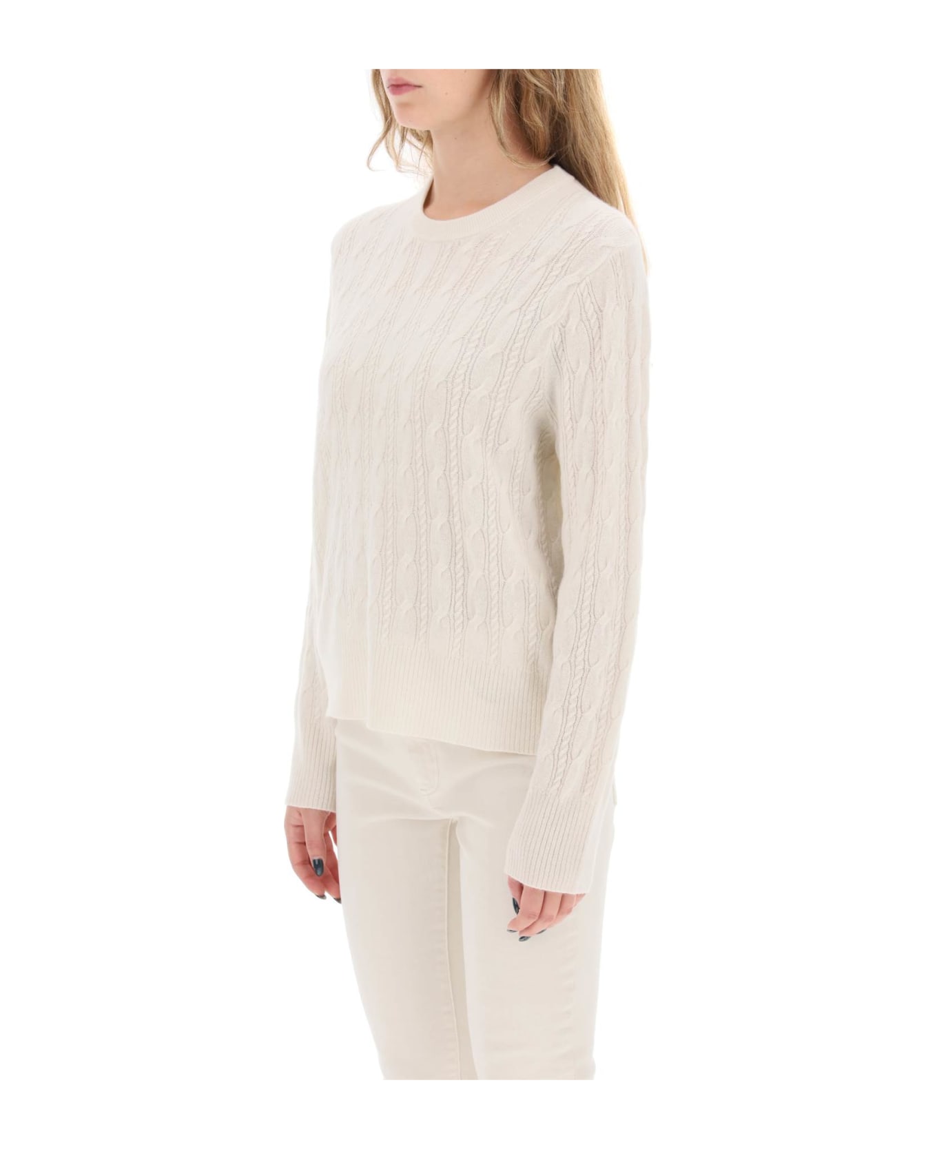 Guest in Residence Twin Cable Cashmere Sweater - CREAM (White)