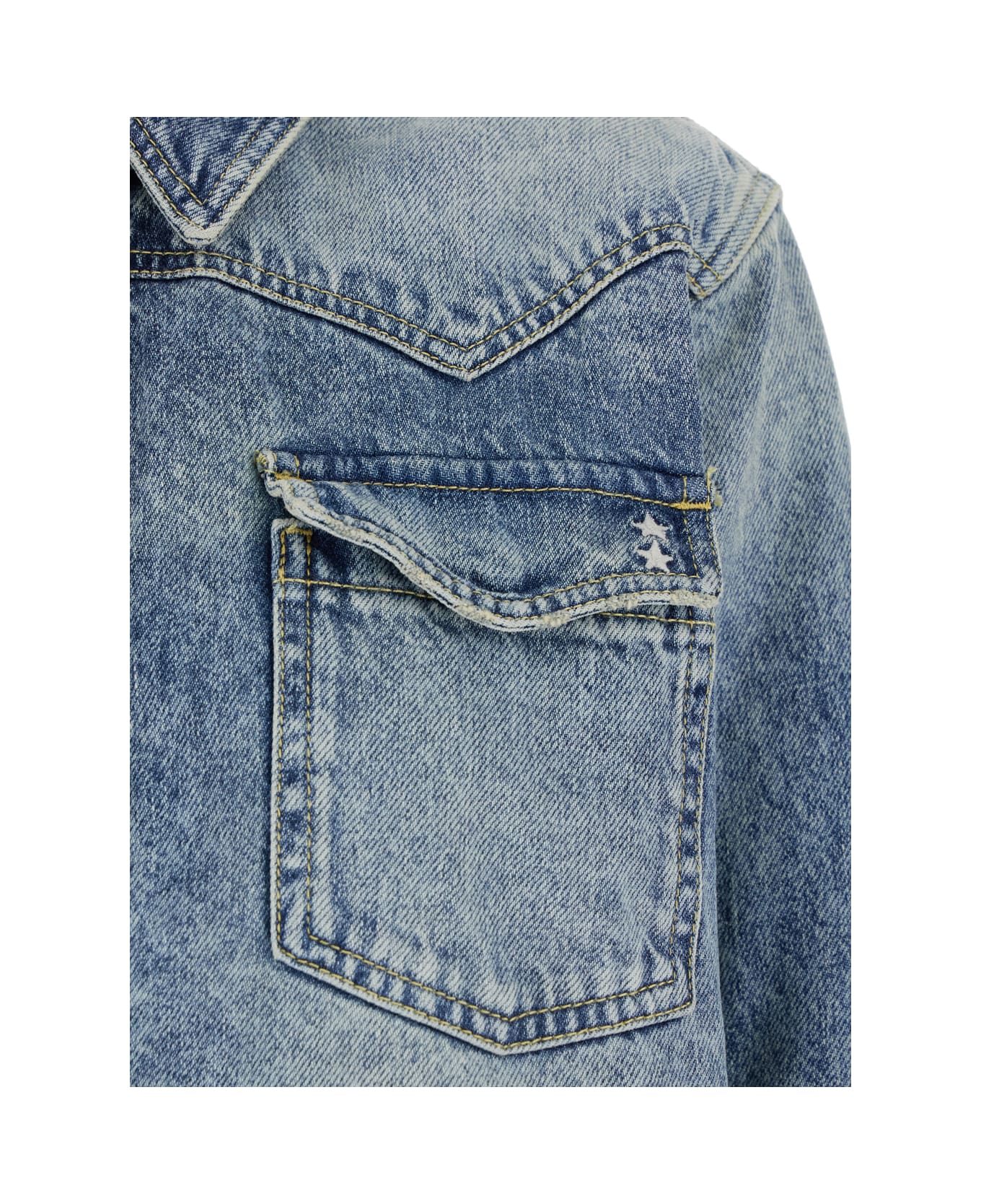 Icon Denim Light Blue Shirt With Classic Collar In Denim Woman - Light blue