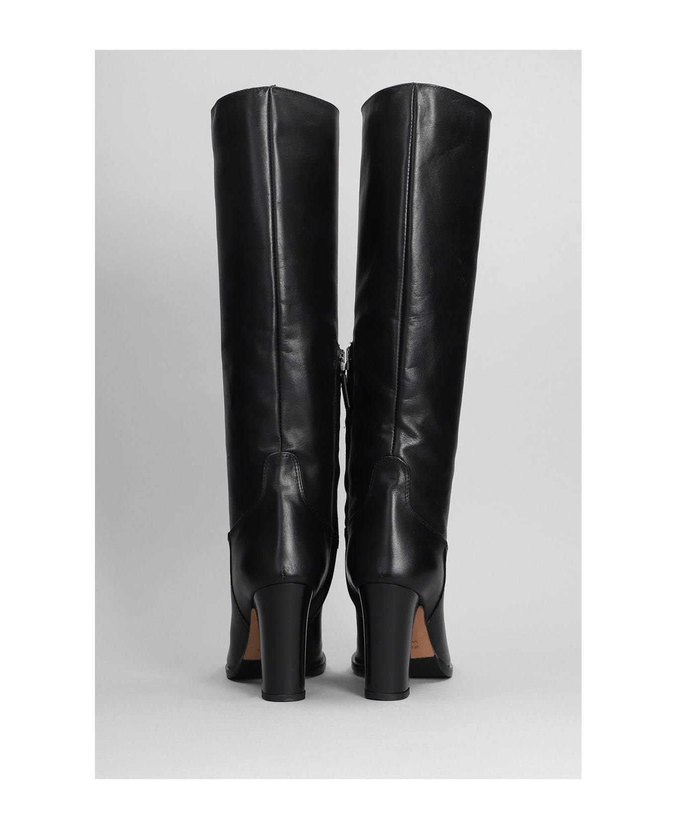 Julie Dee High Heels Boots In Black Leather - black