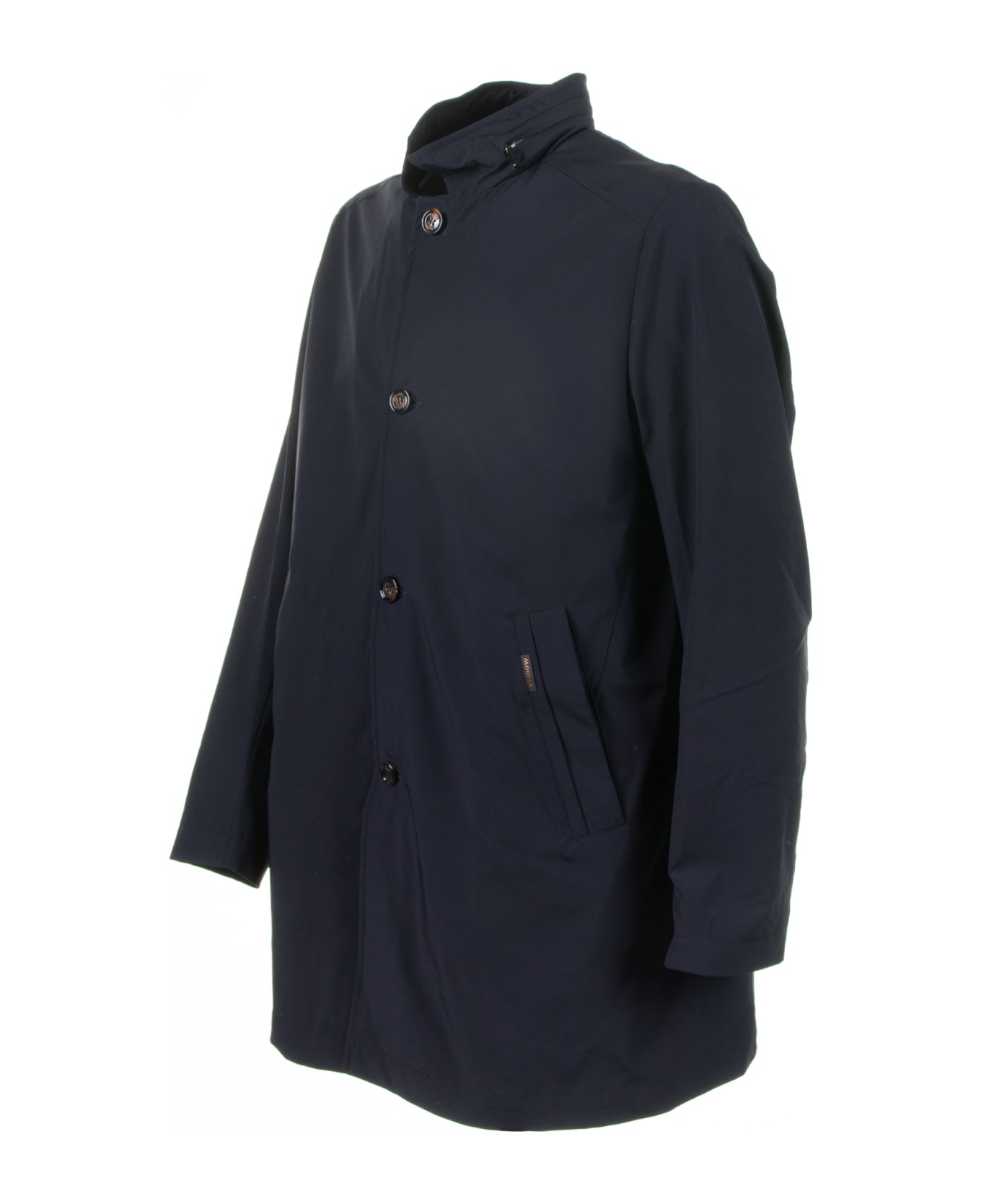 Moorer Long Navy Blue Trench Coat With Buttons - DARK BLU レインコート