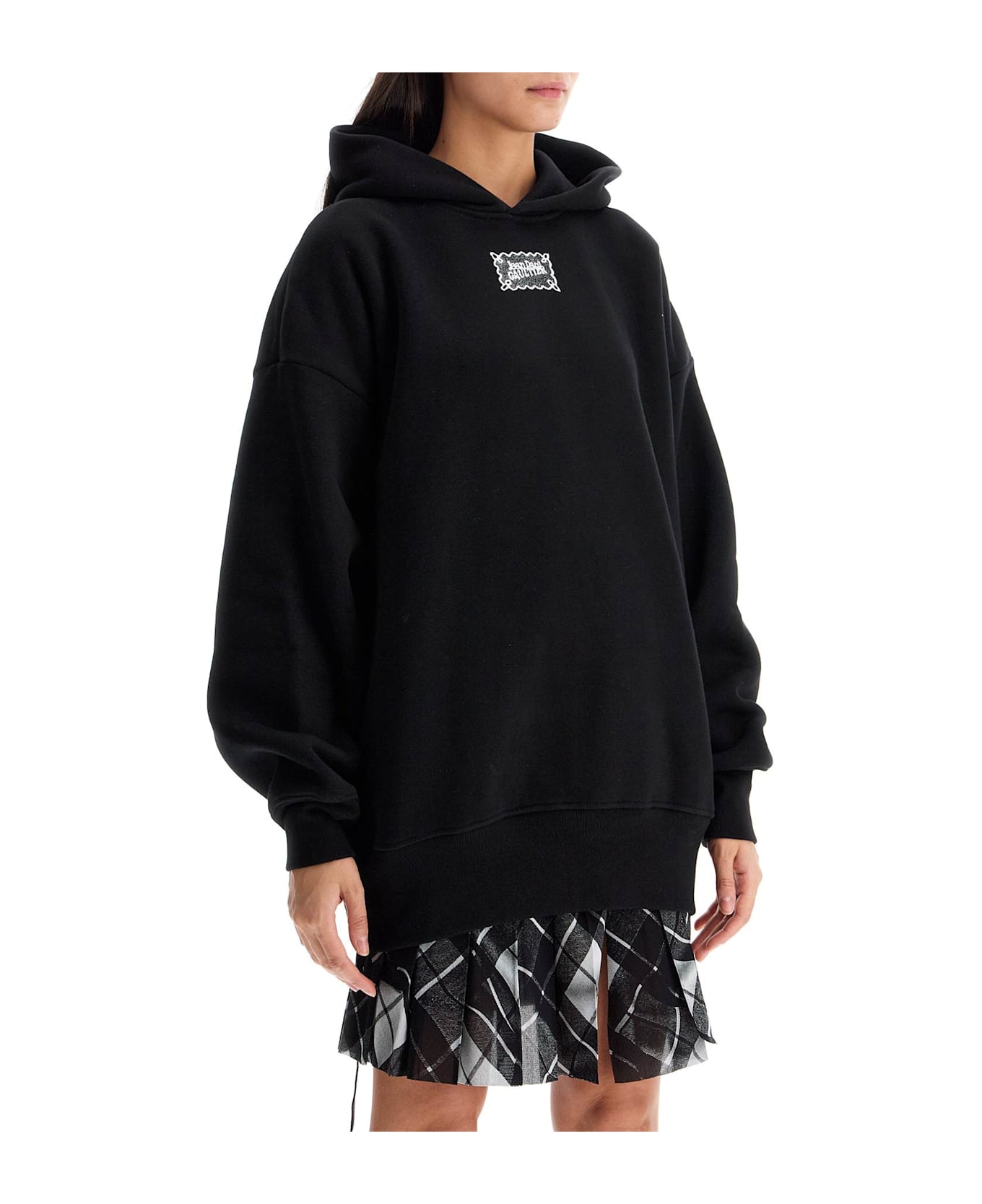 Jean Paul Gaultier Oversized Hoodie With Hood - BLACK/WHITE (Black)