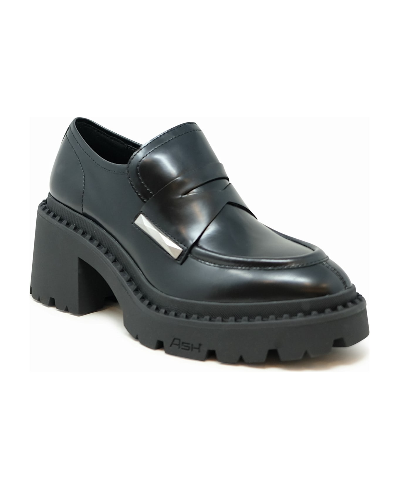 Ash Leather Loafers - BLACK