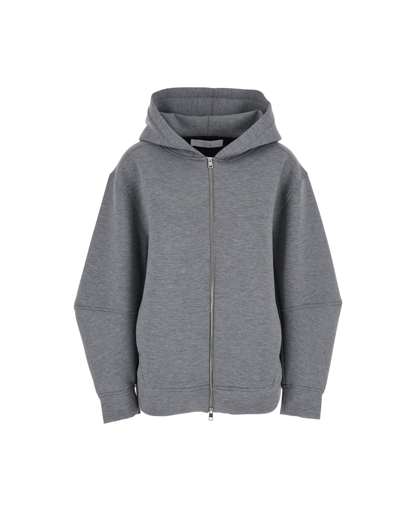 Tela Grey Hoodie With Dropped Shoulder In Cotton Blend Woman - Grey