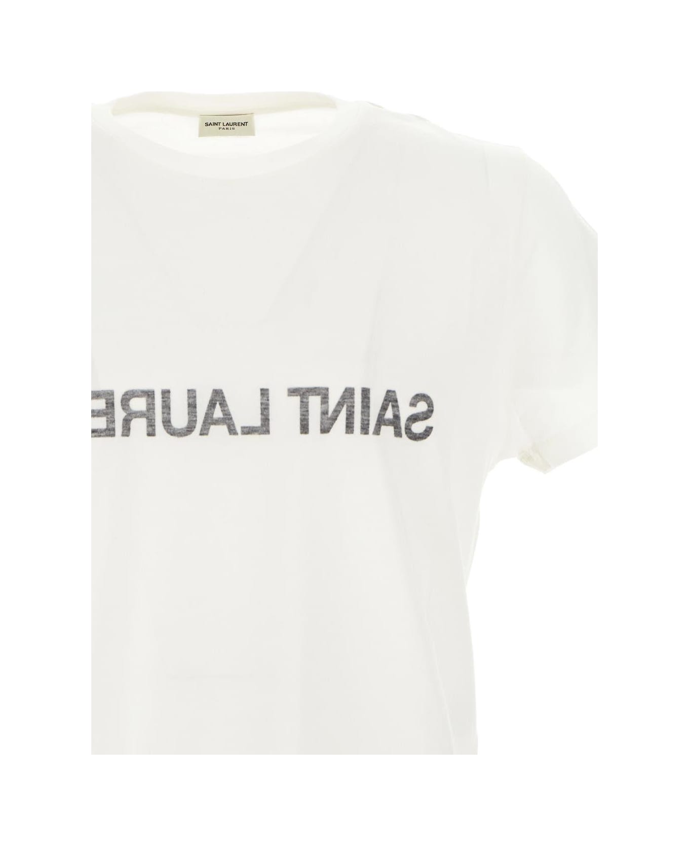 Saint Laurent Logo Print T-shirt - Bianco