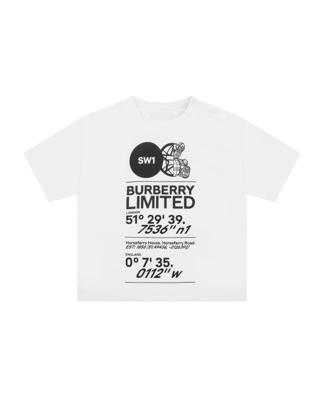 Burberry White T-shirt For Baby Kids With Logo - White