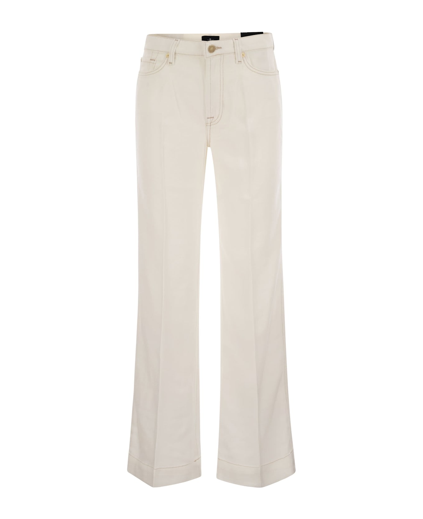 7 For All Mankind Modern Dojo Tailorless - High Waisted Flared Jeans - White