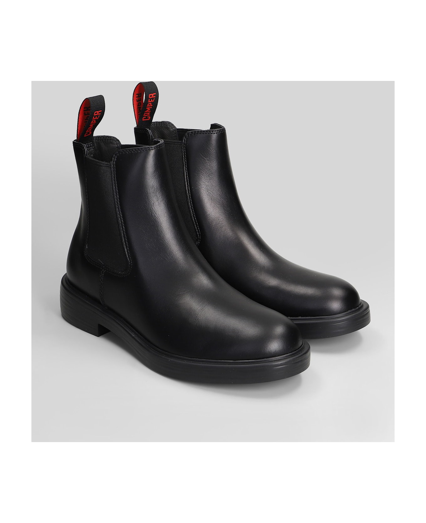 Camper Dean Ankle Boots In Black Leather - black