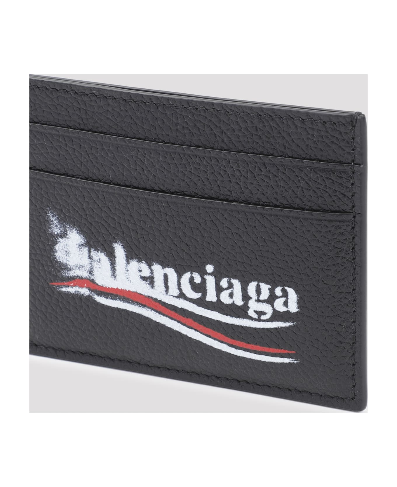 Balenciaga Cash Leather Card Holder - Black