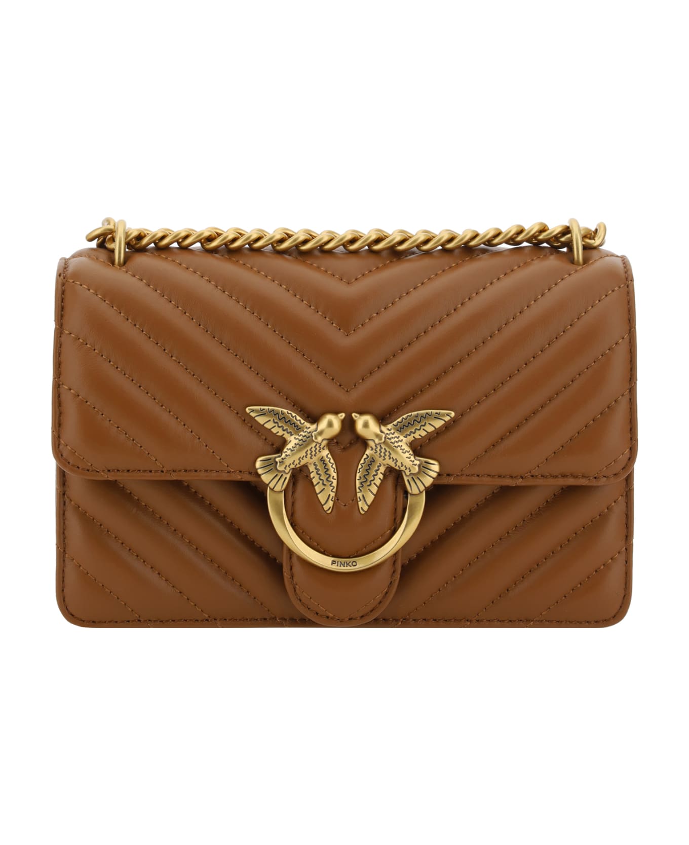 Pinko Love One Mini Shoulder Bag - Marrone - Leone-antique Gold