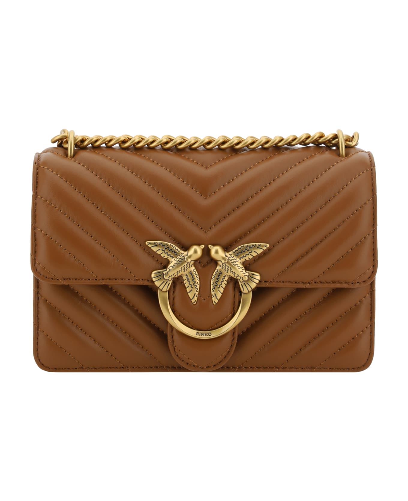 Pinko Love One Mini Shoulder Bag - Marrone - Leone-antique Gold