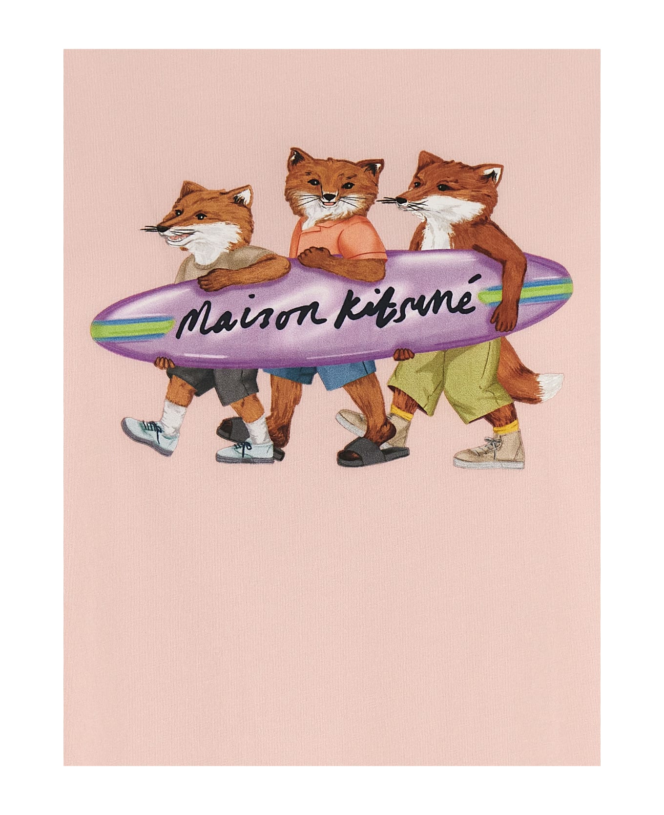 Maison Kitsuné 'surfing Foxes' T-shirt - Pink
