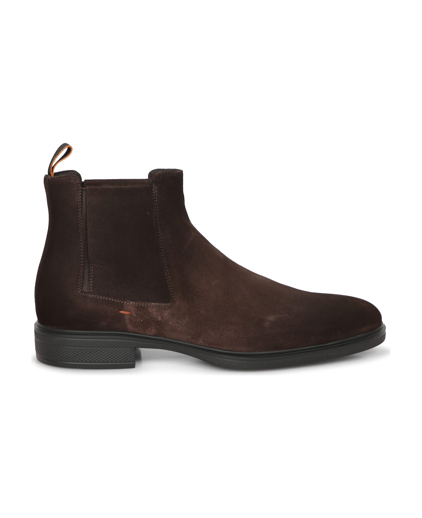 Santoni Easy Elast Suede Boot Dark Brown Tdm - Brown
