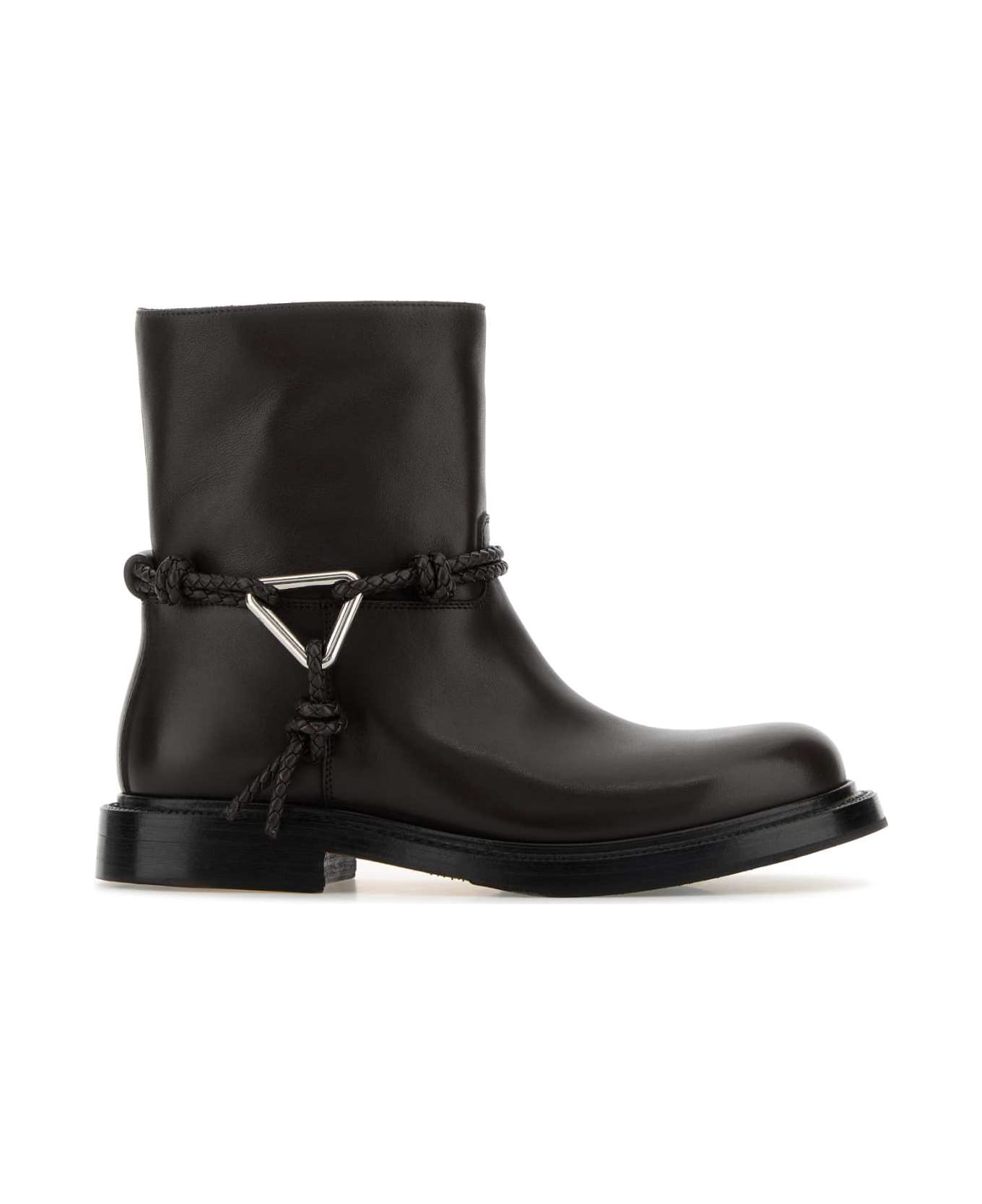 Bottega Veneta Dark Brown Leather James Ankle Boots - FONDANT