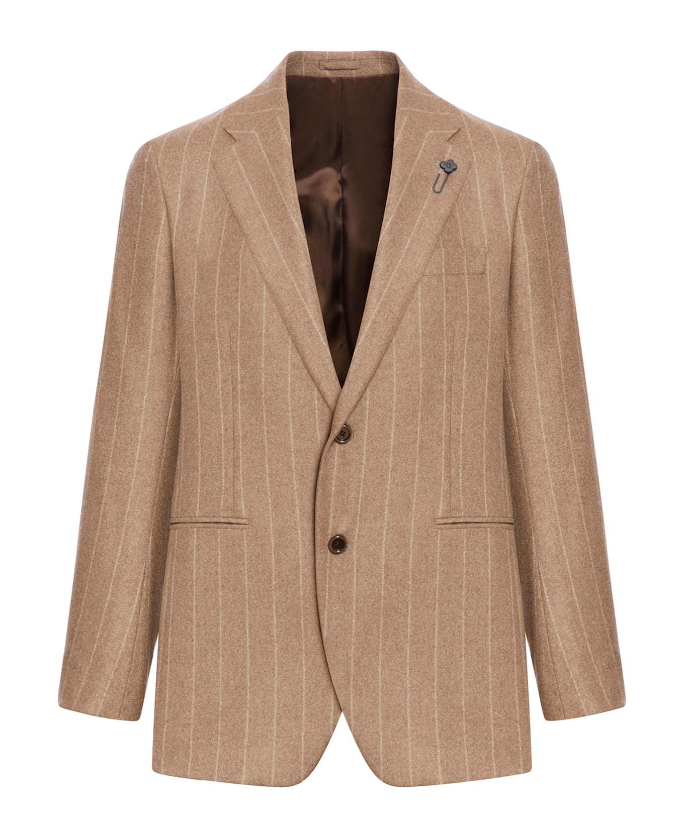 Lardini Cashmere Blazer With Pinstripe - Nude & Neutrals